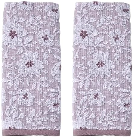 SKL Home Floral Hand Towel Set-2pc, 100% Cotton Jacquard, Lavender