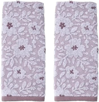 SKL Home Floral Hand Towel Set-2pc, 100% Cotton Jacquard, Lavender