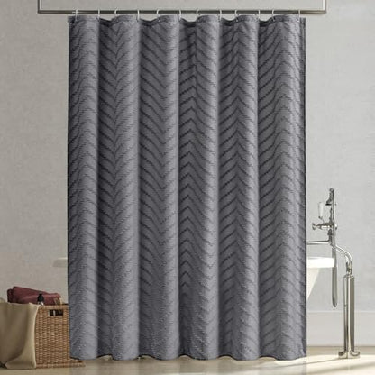 Grey Boho Fabric Shower Curtain 72 x 72 Inches