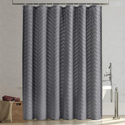 Grey Boho Fabric Shower Curtain 72 x 84 Inches