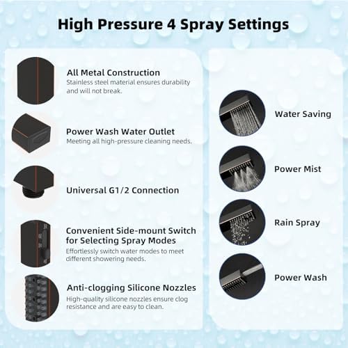 Hibbent All Metal CUPC Certified 10'' Rain Shower Head, Dual Shower Head Combo, High Pressure Handheld 4 Sprays Shower Wand, 16'' Adjustable Extension Arm, 71'' Hose, Shower Holder, Oil-Rubbed Bronze