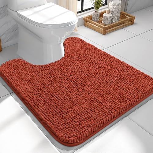 OLANLY Toilet Rugs U-Shaped 24x24, Soft Absorbent Chenille Contour Rugs
