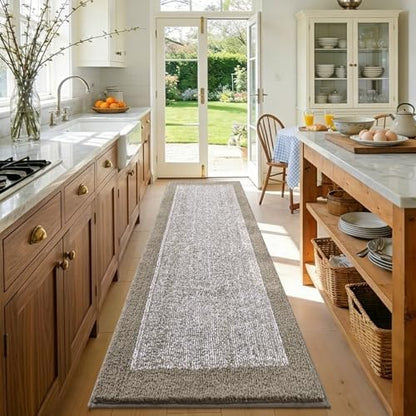 70x24 Long Bathroom Rugs Non Slip Washable, Soft Absorbent Bath Mat Greige