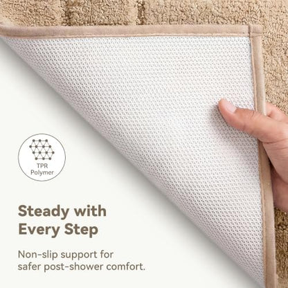 GRANNY SAYS Khaki Bathroom Rug 24" x 36", Non-Slip Microfiber Bath Mat