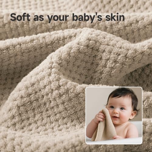 REDKISS 6-Piece Bath Towel Set - 2 Washcloths, 2 Hand Towels, 2 Bath Towels | Ultra-Fiber Coral Fleece, Super Absorbent, No Lint & No Fading | Perfect for Bathroom, Spa, Gym | Family & Adults-Camel