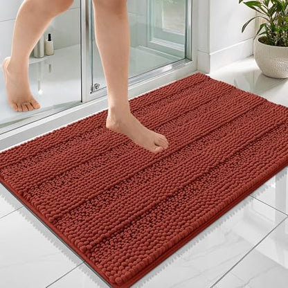 OLANLY Thick Bathroom Rugs 36x24, Chenille Bath Rugs, Rustic Terracotta