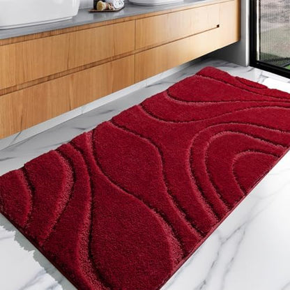 DEXDE Bathroom Rugs Runner Non-Slip Mat for Bathroom Floor, 24X72 Burgundy