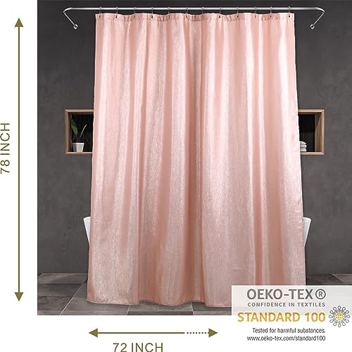 Blush Pink Glitter Shower Curtain: Waterproof Washable Quick Dry, 78Lx72W