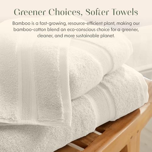 Springtree Home Luxury Bamboo Rayon Bath Towel Set | 6-Piece Set | Sand