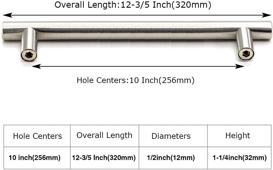 homdiy Brushed Nickel Cabinet Pulls Cabinet Handles, 10in(256mm) Center to Center Dresser Drawer Handles Silver Drawer Pulls for Kitchen, Bedroom, Bathroom, Wardrobe Hardware