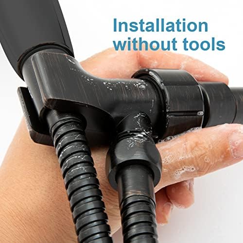 OFFO Shower Head Holder for Handheld Shower Head, Oil Rubbed Bronze Adjustable Shower Arm Mount for Connecting Shower Arm and Shower Hose, 1/2 in IPS Female Inlet and Male Outlet