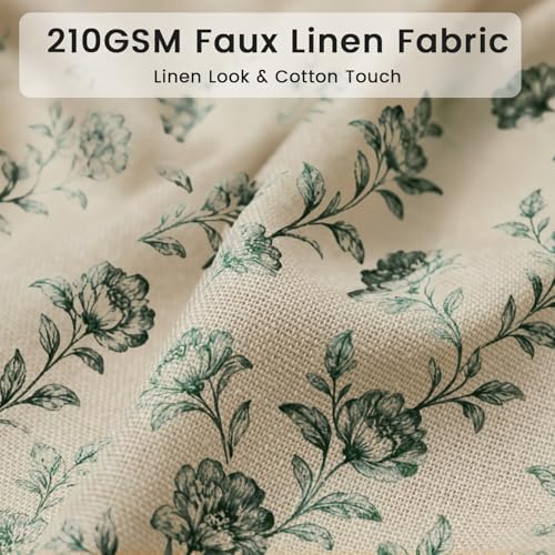 Farmhouse Sage Green Floral Shower Curtain with 12 Clear Rings 72"W x 84"L