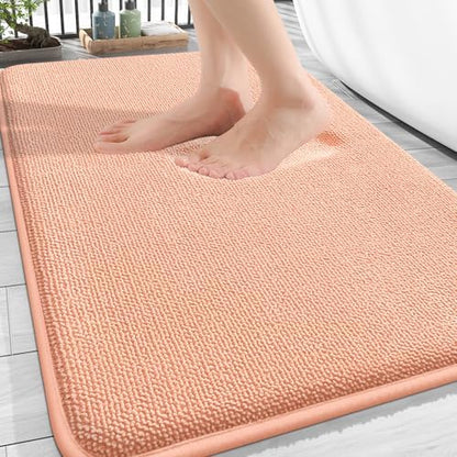 OLANLY Thick Memory Foam Bathroom Rugs 30x20, Absorbent Bath Mat, Peach