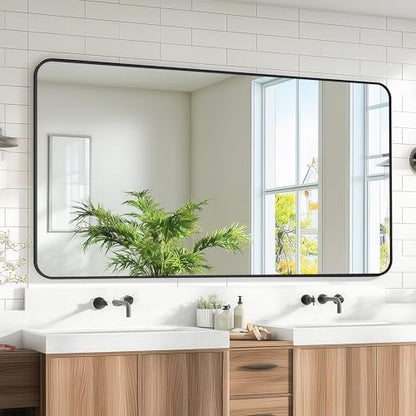 Bathroom Mirror 55" x 30", Large Rectangle Wall Mirror, Black