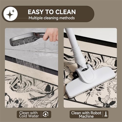 YDKGL Bath Mats for Bathroom, Non Slip Thin Bathroom Rugs, Black 24x35