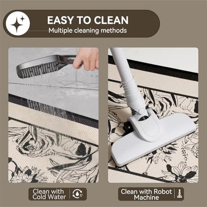 YDKGL Bath Mats for Bathroom, Non Slip Thin Bathroom Rugs, Black 24x35
