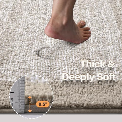 48x24 Long Bathroom Rugs Non Slip Washable, Soft Absorbent Bath Mat Greige