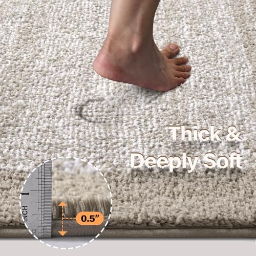 36x24 Large Bathroom Rugs Non Slip Washable, Soft Absorbent Bath Mat Greige