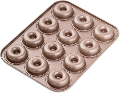 HAPPIELS 12-Well Donut Pan Nonstick for Oven Baking, PFOA & BPA Free | Donuts Mold, Doughnut Tin, Doughnuts Pans and Molds Non Stick Nontoxic without Teflon