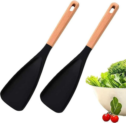 Cedar and Ash Spoon,All-in-One Cedar and Ash Spoonula,Multifunction Spatula Cooking Spoon (2 Black)