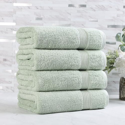 Superior Egyptian Cotton 4-Piece Bath Towel Set for Shower, Bath, Spa, Resort, Hotel, Soft Body Towels, Airbnb Essentials, Apartment, Dorm, Quick Dry, Absorbent, Bathroom Basics, Sage