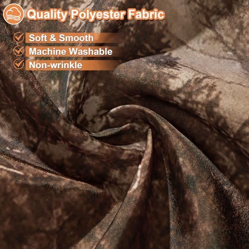 ORTIGIA Brown Misty Forest Shower Curtain for Bathroom, Nature Woodland Shower Curtain Set with Hooks, Decorative Pine Tree Fog Magic Bath Curtain for Home, Waterproof Fabric, Weighted, 72x72