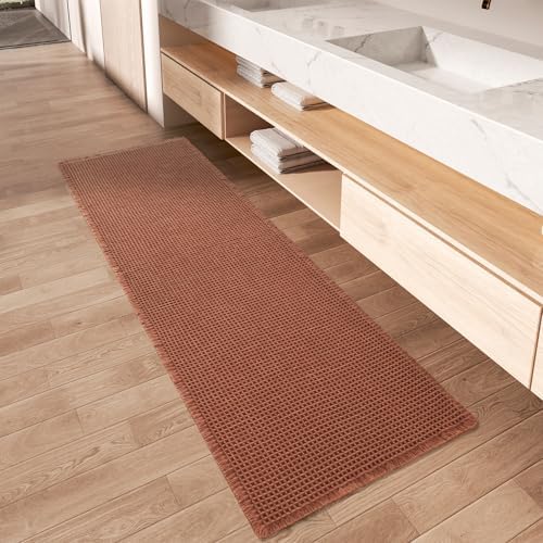 Upgraded Waffle Bath Mat Runner Absorbent Non Slip Bathroom Mat, 2' x 6'
