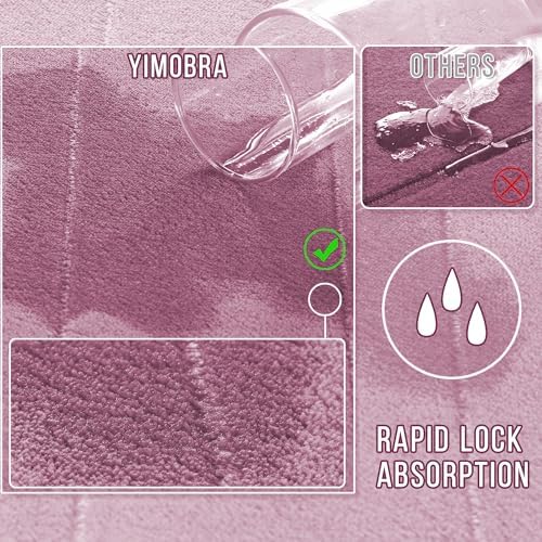 Yimobra Memory Foam Toilet Bath Mat U-Shaped, 24 X 20 Inches,Soft and Comfortable, Super Water Absorption, Non-Slip, Machine Wash and Easier to Dry for Bathroom Commode Contour Rug, Mauve