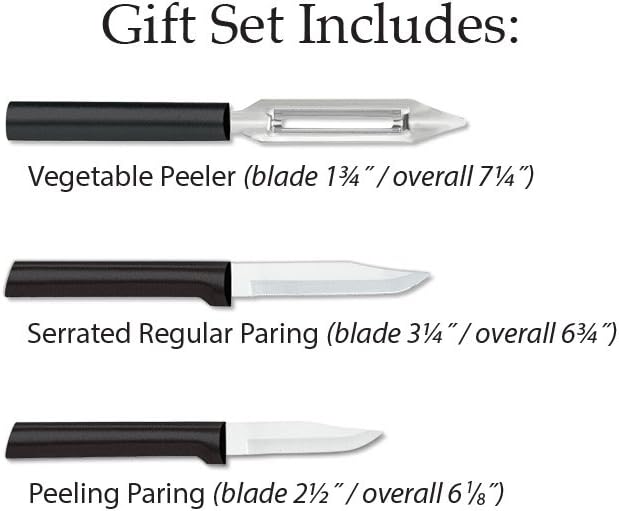 Rada Cutlery Kitchen Basics Gift Set (256), 3-Piece Knife Set, Black Handle