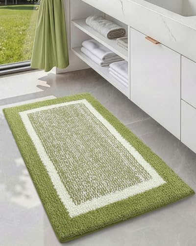Color&Geometry Simple and Stylish Large Bath Mat for Bathroom,24"x36" Green