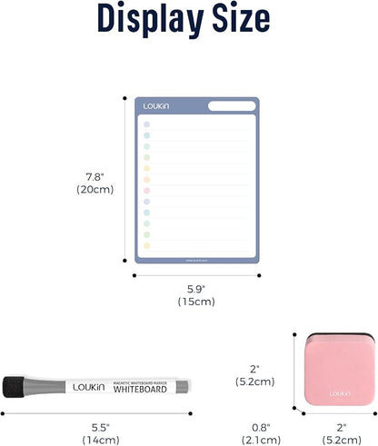 loukin Dry Erase Checklists 4 Pack, Electrostatic Clings to Any Shiny Surface, 7.9"×5.9" Whiteboard Shopping List, Reusable to do List for Office, Classroom, Refrigerator, 6 Markers&1 Eraser Included