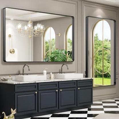 LOAAO 60X30 Inch Black Bathroom Mirror Metal Framed