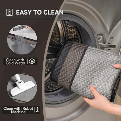 YDKGL Half Circle Bath Mat, Non Slip Thin Bathroom Rugs, Grey 20x31