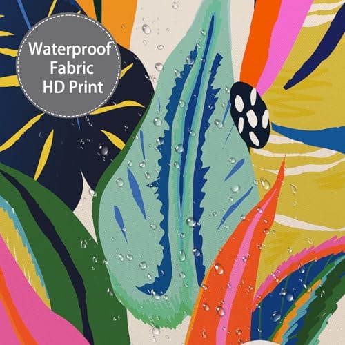 Colorful Abstract Shower Curtain, Floral Boho Modern Asthetic Plant Bathroom Curtain, Waterproof Polyester Fabric Shower Curtain Set with Hooks 72x78 Inch
