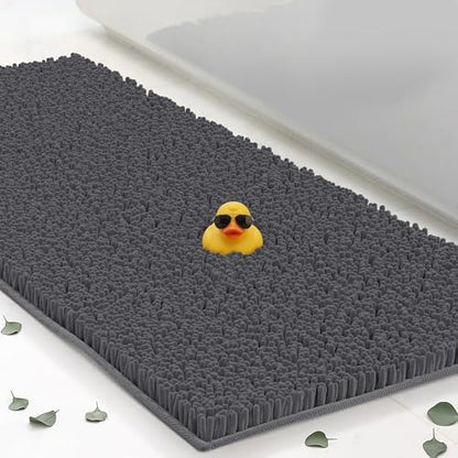 Extra Large Chenille Bath Mats 59"x21", Plush Absorbent Quick Dry, Soft & Machine Washable, Non Slip Carpet for Bathroom, Thick Bathroom Rugs, Shower Restroom Rug Mat, Alfombras De Bano, Bathrugs