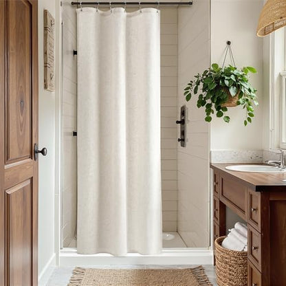 Nanspring Linen Shower Curtain for Bathroom 36x72 Inch 1 Panel Cream Beige