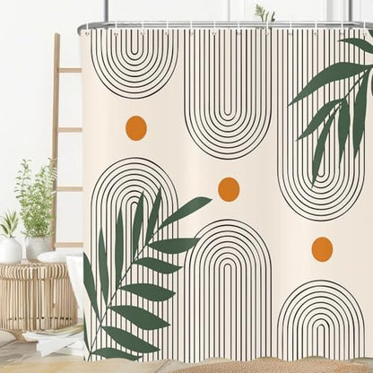 deFouliao Boho Shower Curtain, Modern Abstract Arch Waterproof Shower Curtain for Bathroom Bathtub Home Curtain Decor with Hooks, Machine Washable, 72''Wx78''L