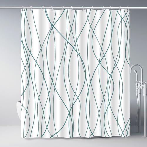 Striped Shower Curtain for Bathroom, Seaweed Green, 72" W x 72" L