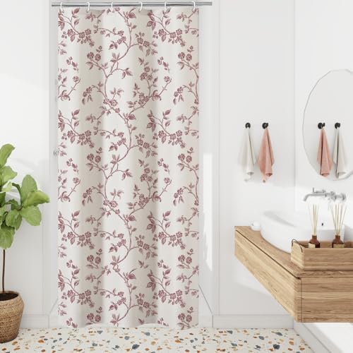 MitoVilla Small Stall Cotton Floral Shower Curtain for Bathroom,36 x 72