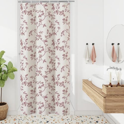 MitoVilla Small Stall Cotton Floral Shower Curtain for Bathroom,36 x 72