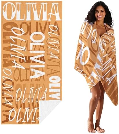 JML Personalized Beach Towel with Name, Custom Beach Towel with Name, Customized Microfiber Pool Towel, Quick Dry & Absorbent Swim Towel for Adult,Anniversary, Birthday, Summer Holiday,Vacation