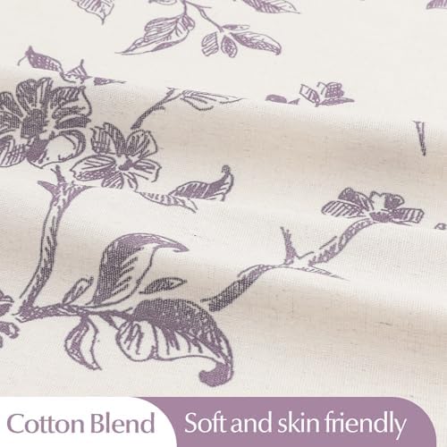 MitoVilla Lavender Cotton Floral Shower Curtain for Bathroom, 72 x 72