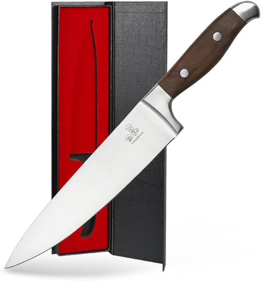 CHUSHIJI Chef Knife 8 Inch, Japanese Professional Chef knife High Carbon Stainless Steel, Razor Sharp Chefs Kitchen Knife, Vegetable Chopping Knife for Cooking With Full-tang Handle, Walnut
