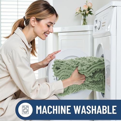 Smiry Bathroom Rugs 40X24, Extra Soft Rubber Backing Chenille Bath Mats
