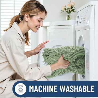 Smiry Bathroom Rugs 47X24, Extra Soft Rubber Backing Chenille Bath Mats