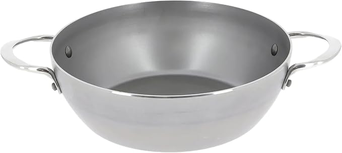 de Buyer MINERAL B Carbon Steel Country Fry Pan with Two Handles - 11” Diameter, 7.7” Cooking Surface - Ideal for Sauteing, Simmering, Deep & Stir Frying - Naturally Non-Stick Finish - Made in France