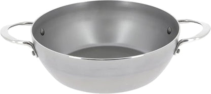 de Buyer MINERAL B Carbon Steel Country Fry Pan with Two Handles - 11” Diameter, 7.7” Cooking Surface - Ideal for Sauteing, Simmering, Deep & Stir Frying - Naturally Non-Stick Finish - Made in France