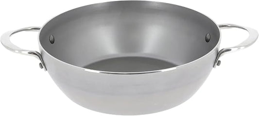 de Buyer MINERAL B Carbon Steel Country Fry Pan with Two Handles - 11” Diameter, 7.7” Cooking Surface - Ideal for Sauteing, Simmering, Deep & Stir Frying - Naturally Non-Stick Finish - Made in France