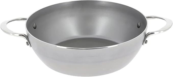 de Buyer MINERAL B Carbon Steel Country Fry Pan with 2 Handles - 9.5” Diameter, 6.9” Cooking Surface - Ideal for Sauteing, Simmering, Deep & Stir Frying - Naturally Non-Stick Finish - Made in France