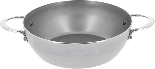de Buyer MINERAL B Carbon Steel Country Fry Pan with 2 Handles - 9.5” Diameter, 6.9” Cooking Surface - Ideal for Sauteing, Simmering, Deep & Stir Frying - Naturally Non-Stick Finish - Made in France
